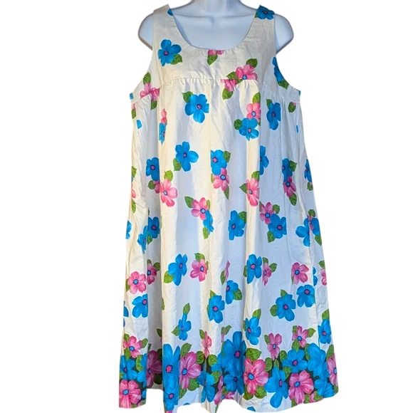 David Brown California Empire Midi Dress L Vintage Floral Beach Summer Wedding - Picture 2 of 7